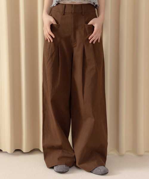 REMOON(リムーン)の「ツイル2タックワイドパンツ(その他パンツ・レディース・ベージュ/ブラウン/マルチ・SMALL/MEDIUM)」の9枚目の写真