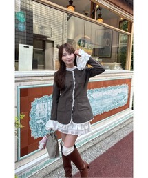 ジャケット・アウター MISTREASS Lace Trim Ruffle Sleeve Jacket MISTREASS Lace Trim Ruffle Sleeve Jacket