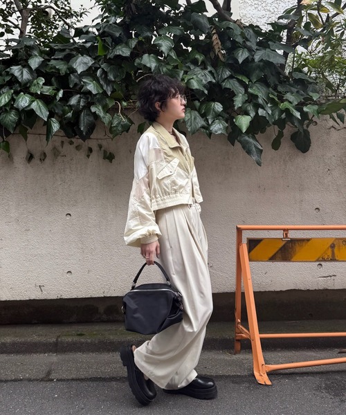 AMERI DEFORM DOCKING NYLON JACKETアイボリーM DEFORM DOCKING NYLON JACKET