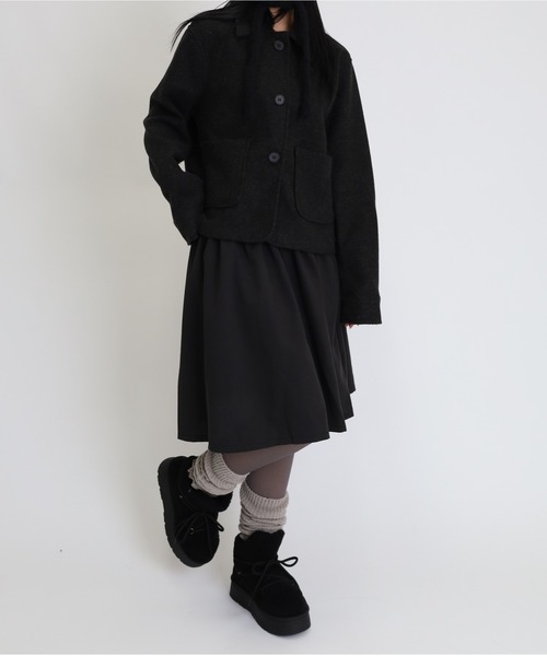 Vini（ヴィニ）の「【もふもふボア】厚底ムートンタッチショートブーツ（ブーツ・レディース・ブラック/ホワイト・MEDIUM）」の19枚目の写真