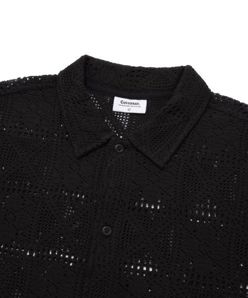 COVERNAT(カバーナット)の「クロシェオープンカラー半袖シャツブラック(ニット/セーター・レディース・その他・MEDIUM/LARGE/SMALL/X-LARGE)」の3枚目の写真