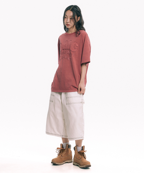 MOO（エムオーオー）の「DMC Applique Pigment Short Sleeve - Pink（Tシャツ/カットソー・レディース・ライトピンク・MEDIUM/LARGE）」の2枚目の写真