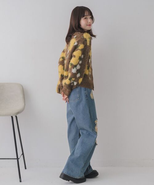 RETRO GIRL（レトロガール）の「花柄起毛NTカーデ（カーディガン/ボレロ・レディース・ブラウン/ライトグレー/ナチュラル・FREE）」の6枚目の写真