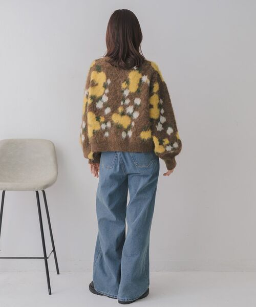 RETRO GIRL（レトロガール）の「花柄起毛NTカーデ（カーディガン/ボレロ・レディース・ブラウン/ライトグレー/ナチュラル・FREE）」の7枚目の写真