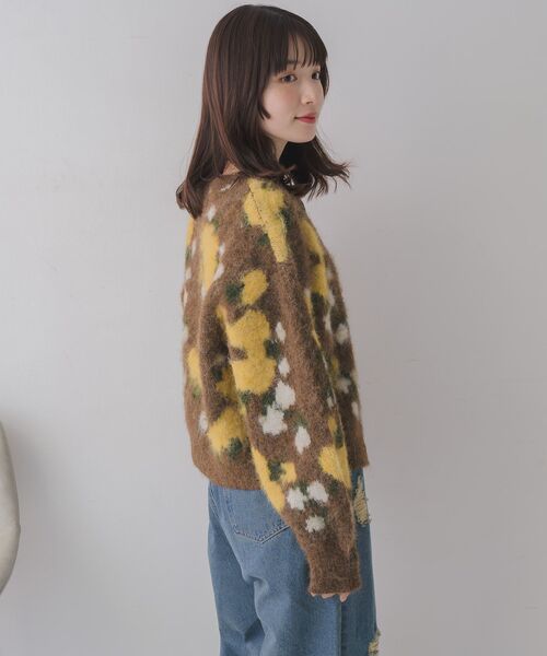 RETRO GIRL（レトロガール）の「花柄起毛NTカーデ（カーディガン/ボレロ・レディース・ブラウン/ライトグレー/ナチュラル・FREE）」の11枚目の写真