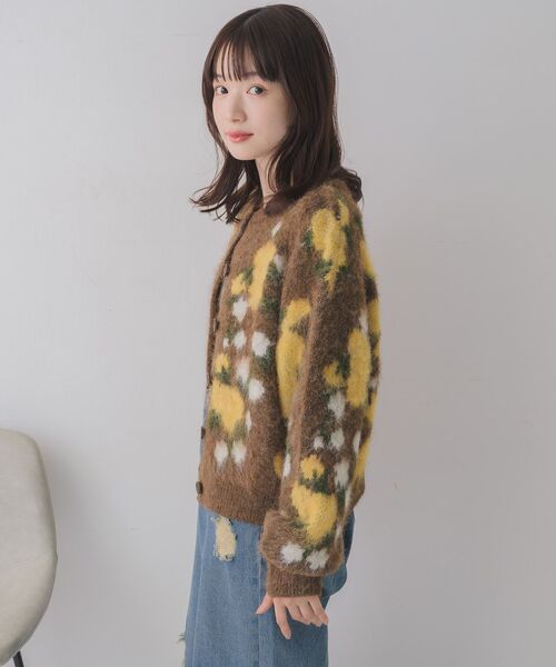 RETRO GIRL（レトロガール）の「花柄起毛NTカーデ（カーディガン/ボレロ・レディース・ブラウン/ライトグレー/ナチュラル・FREE）」の13枚目の写真