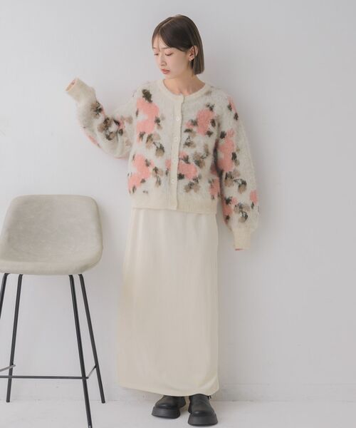RETRO GIRL（レトロガール）の「花柄起毛NTカーデ（カーディガン/ボレロ・レディース・ブラウン/ライトグレー/ナチュラル・FREE）」の14枚目の写真