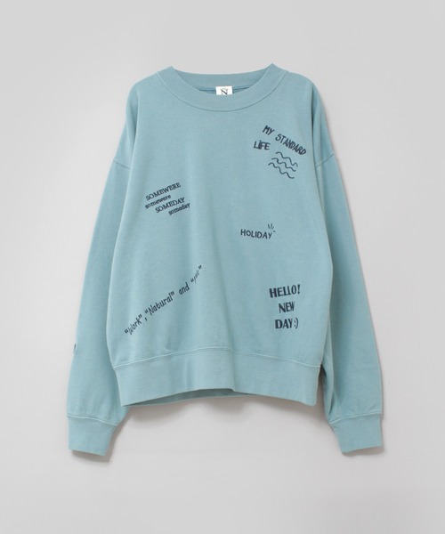 RNA-N(アールエヌエーエヌ)の「M2594 裏起毛パイル落書き刺繍スウェット(Tシャツ/カットソー・レディース・ライトブルー/ライトベージュ/ライトグレー・FREE)」の13枚目の写真