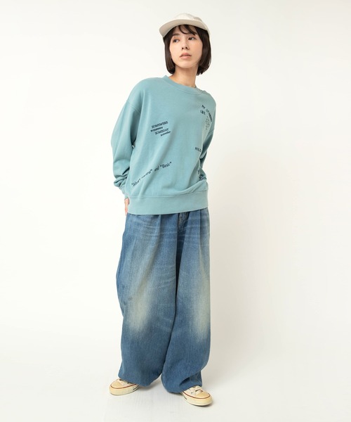 セール】M2594 裏起毛パイル落書き刺繍スウェット（Tシャツ/カットソー