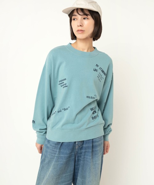 RNA-N(アールエヌエーエヌ)の「M2594 裏起毛パイル落書き刺繍スウェット(Tシャツ/カットソー・レディース・ライトブルー/ライトベージュ/ライトグレー・FREE)」の12枚目の写真