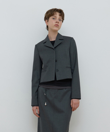 SINGLE HIDDEN CROP JACKET_MELANGE GREY