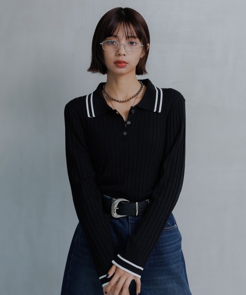 PAGEBOY（ページボーイ）の「ハイショクラインポロニット（ニット/セーター・レディース・オフホワイト/ブラック/ネイビー・FREE）」の14枚目の写真