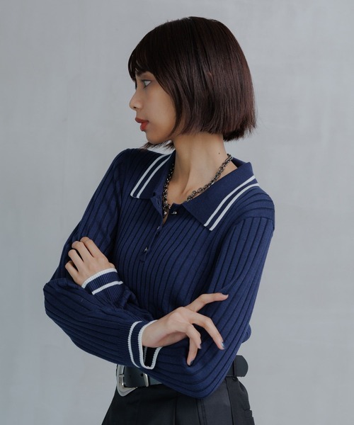 PAGEBOY（ページボーイ）の「ハイショクラインポロニット（ニット/セーター・レディース・オフホワイト/ブラック/ネイビー・FREE）」の20枚目の写真