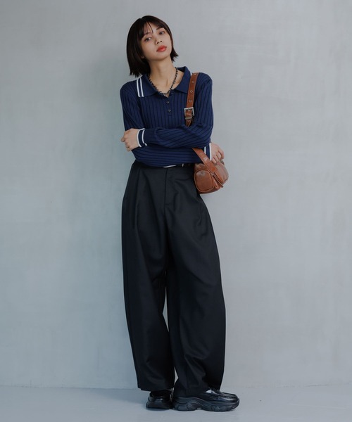 PAGEBOY（ページボーイ）の「ハイショクラインポロニット（ニット/セーター・レディース・オフホワイト/ブラック/ネイビー・FREE）」の17枚目の写真