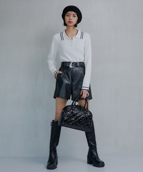 PAGEBOY（ページボーイ）の「ハイショクラインポロニット（ニット/セーター・レディース・オフホワイト/ブラック/ネイビー・FREE）」の5枚目の写真