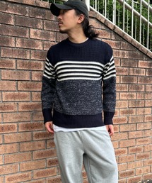 NO NEED（ノーニード）の「MIXパネルボーダーニット（ニット/セーター）」