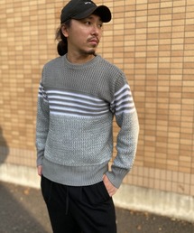 NO NEED（ノーニード）の「MIXパネルボーダーニット（ニット/セーター）」