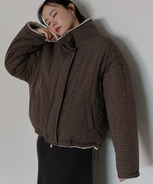 セール】2WAYボアチェックダウンジャケット（ダウンジャケット/コート