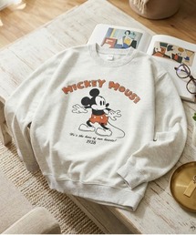 【DISNEY/ディズニー】ミッキーマウス　ダンボールニットクルーネックプリントトレーナー/ユニセックス