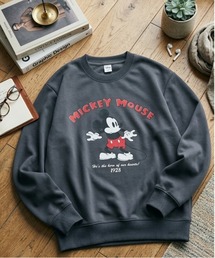 【DISNEY/ディズニー】ミッキーマウス ダンボールニットクルーネックプリントトレーナー/ユニセックス