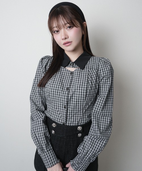 LIPSERVICE（リップサービス）の「デコルテオープンロングスリーブブラウス（シャツ/ブラウス・レディース・ブラック/ホワイト/その他1・FREE/000）」の3枚目の写真