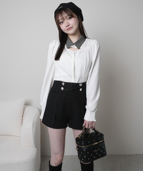 LIPSERVICE（リップサービス）の「デコルテオープンロングスリーブブラウス（シャツ/ブラウス・レディース・ブラック/ホワイト/その他1・FREE/000）」の7枚目の写真