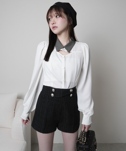 LIPSERVICE（リップサービス）の「デコルテオープンロングスリーブブラウス（シャツ/ブラウス・レディース・ブラック/ホワイト/その他1・FREE/000）」の8枚目の写真