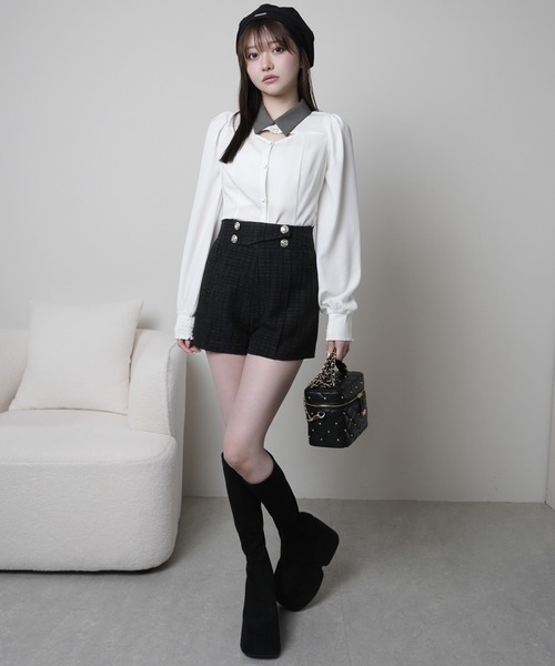 LIPSERVICE（リップサービス）の「デコルテオープンロングスリーブブラウス（シャツ/ブラウス・レディース・ブラック/ホワイト/その他1・FREE/000）」の9枚目の写真