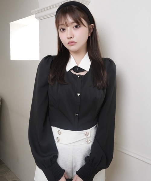 LIPSERVICE（リップサービス）の「デコルテオープンロングスリーブブラウス（シャツ/ブラウス・レディース・ブラック/ホワイト/その他1・FREE/000）」の11枚目の写真