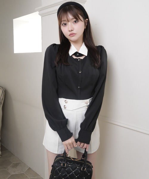 LIPSERVICE（リップサービス）の「デコルテオープンロングスリーブブラウス（シャツ/ブラウス・レディース・ブラック/ホワイト/その他1・FREE/000）」の12枚目の写真