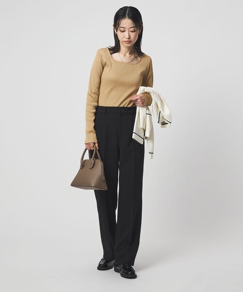 green label relaxing（グリーンレーベルリラクシング）の「ブライトリブ スクエアネック ロングスリーブ カットソー（Tシャツ/カットソー・レディース・オフホワイト/その他1/ライム/ブラック/ベージュ・FREE）」の7枚目の写真