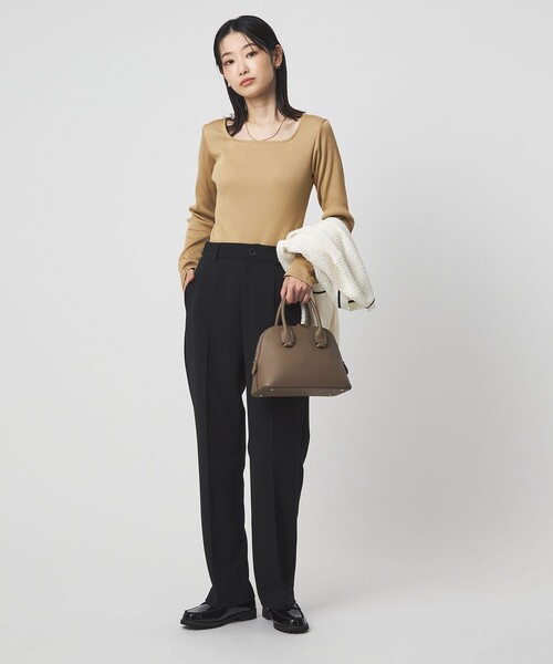 green label relaxing（グリーンレーベルリラクシング）の「ブライトリブ スクエアネック ロングスリーブ カットソー（Tシャツ/カットソー・レディース・オフホワイト/その他1/ライム/ブラック/ベージュ・FREE）」の8枚目の写真