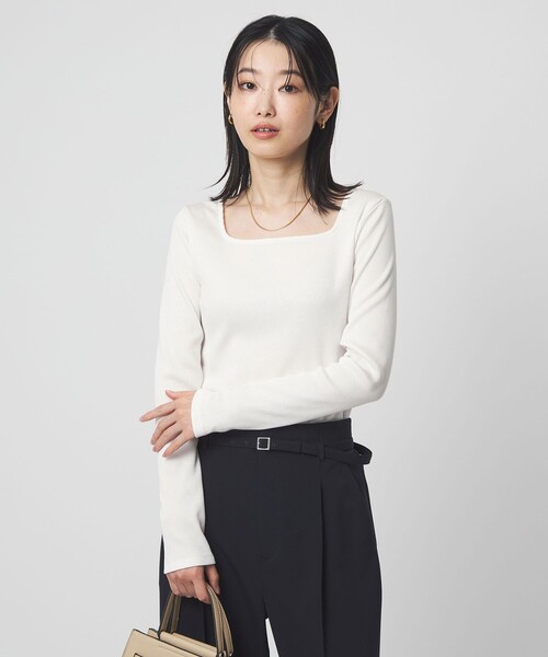 green label relaxing（グリーンレーベルリラクシング）の「ブライトリブ スクエアネック ロングスリーブ カットソー（Tシャツ/カットソー・レディース・オフホワイト/その他1/ライム/ブラック/ベージュ・FREE）」の10枚目の写真