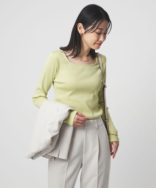 green label relaxing（グリーンレーベルリラクシング）の「ブライトリブ スクエアネック ロングスリーブ カットソー（Tシャツ/カットソー・レディース・オフホワイト/その他1/ライム/ブラック/ベージュ・FREE）」の16枚目の写真