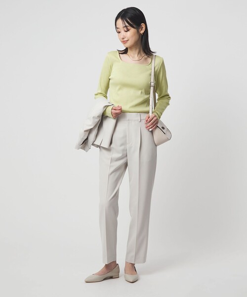 green label relaxing（グリーンレーベルリラクシング）の「ブライトリブ スクエアネック ロングスリーブ カットソー（Tシャツ/カットソー・レディース・オフホワイト/その他1/ライム/ブラック/ベージュ・FREE）」の17枚目の写真