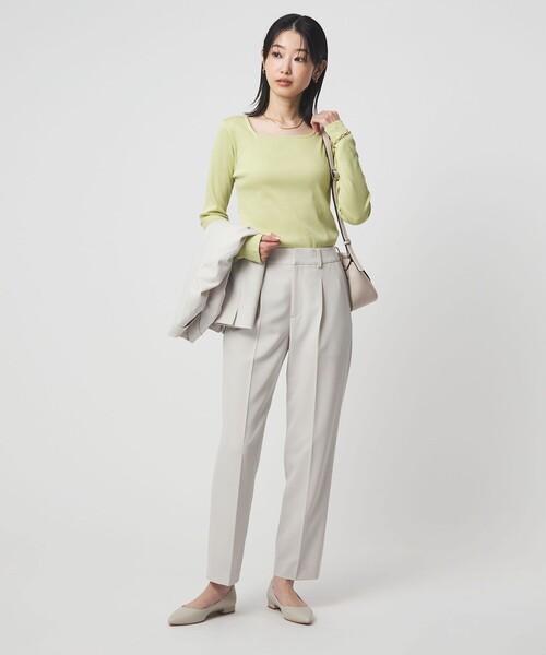 green label relaxing（グリーンレーベルリラクシング）の「ブライトリブ スクエアネック ロングスリーブ カットソー（Tシャツ/カットソー・レディース・オフホワイト/その他1/ライム/ブラック/ベージュ・FREE）」の18枚目の写真