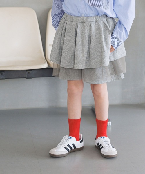 BAYFLOW（ベイフロー）の「[スウェット＆チュール]ティアードスカパン(KIDS)（スカート・キッズ・グレー/ブラック・110cm/120cm/130cm/140cm/150cm）」の2枚目の写真