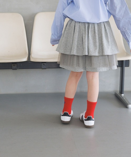 BAYFLOW（ベイフロー）の「[スウェット＆チュール]ティアードスカパン(KIDS)（スカート・キッズ・グレー/ブラック・110cm/120cm/130cm/140cm/150cm）」の4枚目の写真