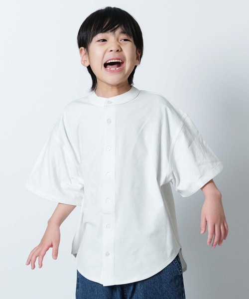 SHISKY（シスキー）の「マルチファンクション オーバーサイズ 半袖シャツ（シャツ/ブラウス・キッズ・チャコール/ベージュ/オフホワイト/ブラック/カーキ・110/120/130/140/150/160）」の21枚目の写真