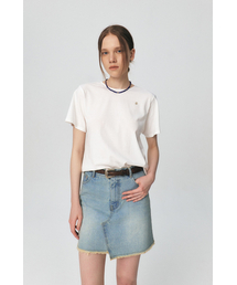 ツイストバックディテールTシャツ、アイボリー