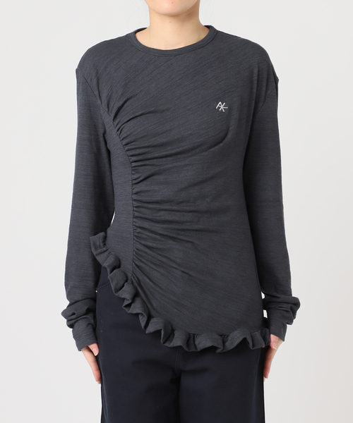 U by SPICK&SPAN（ユーバイスピックアンドスパン）の「【OURSAALTY / アワソルティ】 Pleasant Frill T-shirts（Tシャツ/カットソー・レディース・チャコールグレー/ベージュ・FREE）」の14枚目の写真