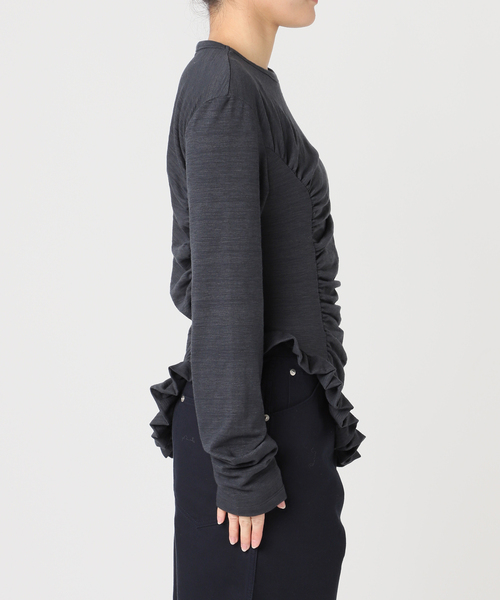 U by SPICK&SPAN（ユーバイスピックアンドスパン）の「【OURSAALTY / アワソルティ】 Pleasant Frill T-shirts（Tシャツ/カットソー・レディース・チャコールグレー/ベージュ・FREE）」の17枚目の写真