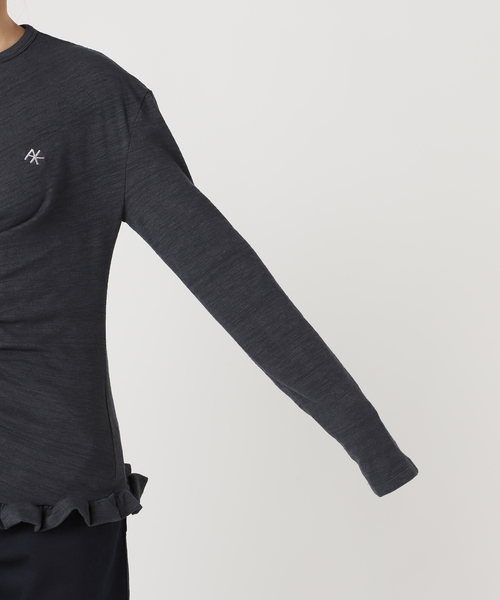 U by SPICK&SPAN（ユーバイスピックアンドスパン）の「【OURSAALTY / アワソルティ】 Pleasant Frill T-shirts（Tシャツ/カットソー・レディース・チャコールグレー/ベージュ・FREE）」の18枚目の写真