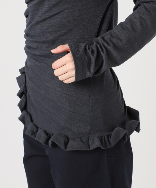 U by SPICK&SPAN（ユーバイスピックアンドスパン）の「【OURSAALTY / アワソルティ】 Pleasant Frill T-shirts（Tシャツ/カットソー・レディース・チャコールグレー/ベージュ・FREE）」の19枚目の写真