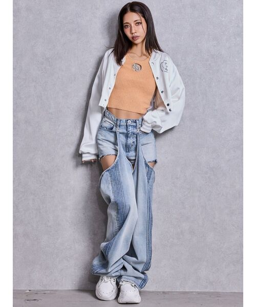 GYDA（ジェイダ）の「BACK GYDA logo Shortブルゾン（ブルゾン・レディース・オフホワイト/ピンク/ネイビー・FREE）」の11枚目の写真