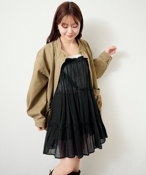 Kastane カスタネ インド綿ティアードチュニック ブラック WEB限定】インド綿ティアードチュニック（チュニック）｜Kastane