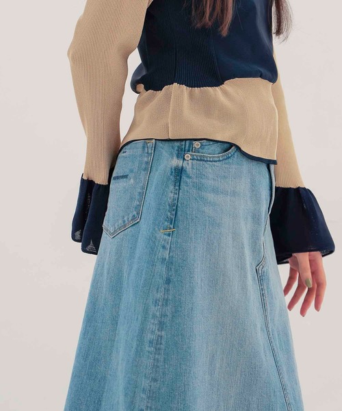 YANUK（ヤヌーク）の「YANUK / Flare Long Skirt(フレアロングデニムスカート 57162305)（デニムスカート・レディース・ブルー・38/36）」の5枚目の写真