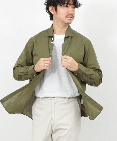 NOLLEY’S（ノーリーズ）の「《ビジカジ対応》ポプリン カッタウェイシャツ 26SS（シャツ/ブラウス・メンズ・オリーブ/ベージュ・S/M/L/XL）」の3枚目の写真