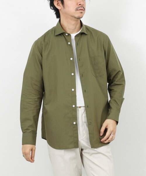 NOLLEY’S（ノーリーズ）の「《ビジカジ対応》ポプリン カッタウェイシャツ 26SS（シャツ/ブラウス・メンズ・オリーブ/ベージュ・S/M/L/XL）」の4枚目の写真