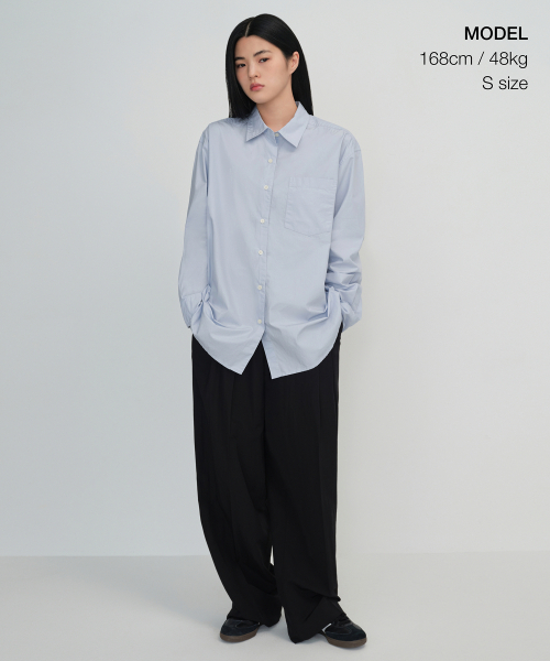 MUSINSA STANDARD WOMAN（ムシンサスタンダードウーマン）の「ウィメンズオーバーサイズウォッシュドポプリンシャツ[スカイブルー]（シャツ/ブラウス・レディース・その他・SMALL/MEDIUM/LARGE/X-SMALL）」の11枚目の写真